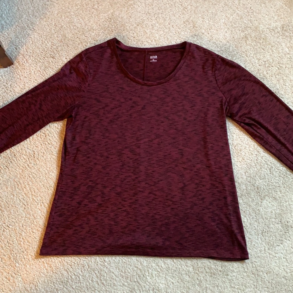 Ana women’s long sleeve burgundy/black top size XL - Picture 4 of 7